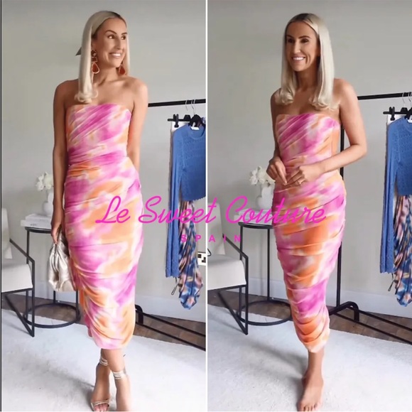 Zara PRINT DRESS WITH TULLE - Picture 2 of 4